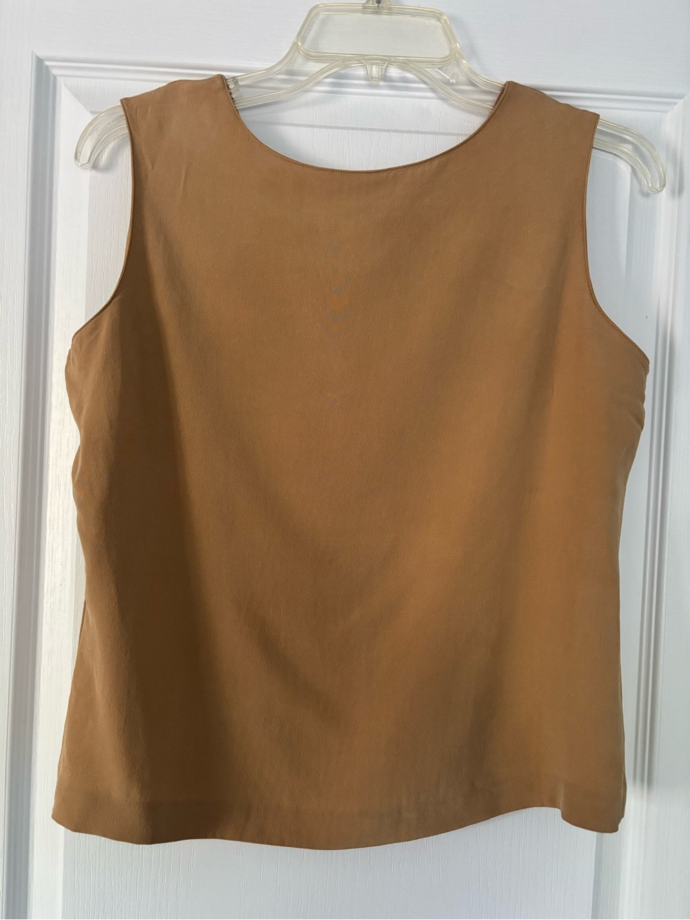 Silk Collection Tan Sleeveless Round-Neck Blouse